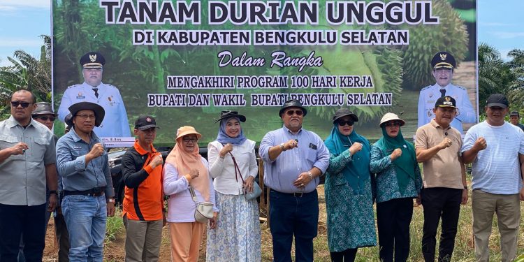 500 Pohon Durian Unggul Ditanam di Kebun Hortikultura Bengkulu Selatan, Tutup Program 100 Hari Kerja Bupati dan Wakil Bupati
