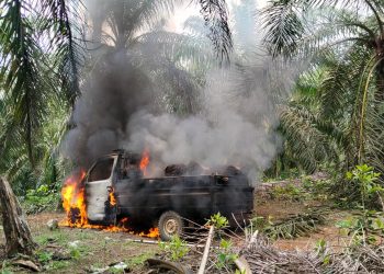 Dipakai Mencuri Sawit, Mobil Grand Max Hangus Dibakar Warga
