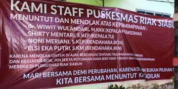Pegawai Puskesmas Riak Siabun Protes Pimpinan, Tuntut Transparansi Pengelolaan Anggaran